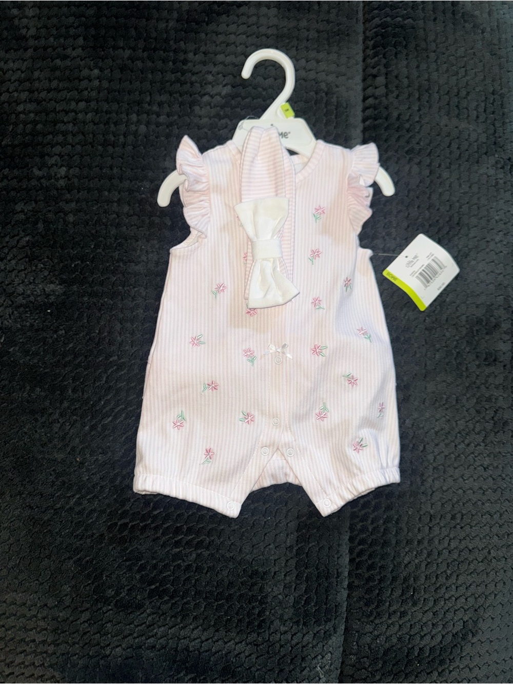 Baby Girls Pink Striped Bow Romper
